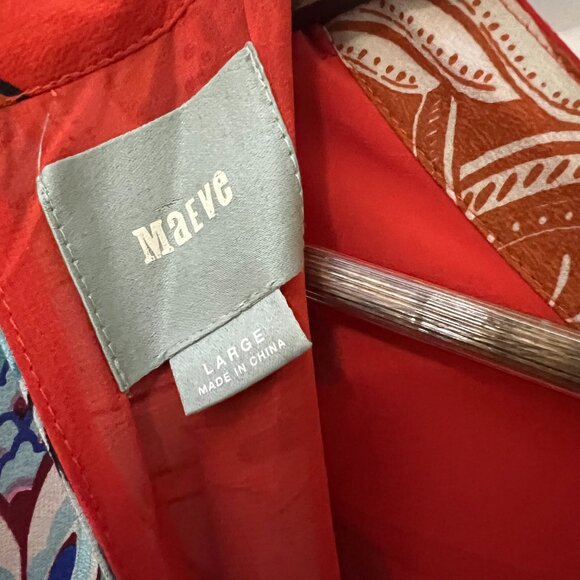 Anthropologie x Maeve Larkhill Mockneck Women Orange Floral Sleeveless Dress - Picture 7 of 9